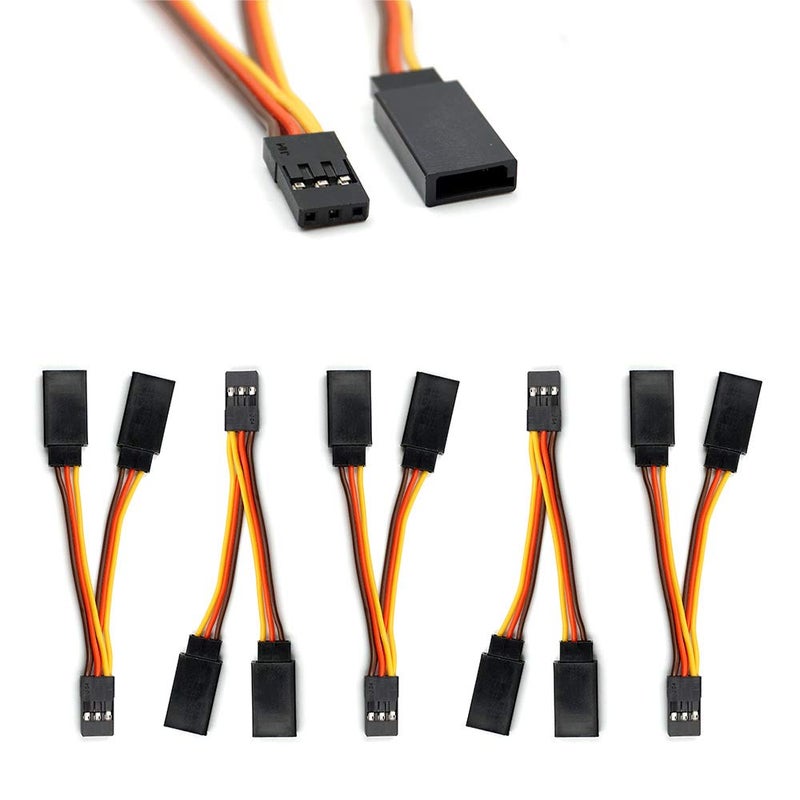 elechawk 5 Pcs JR/Futaba Style Servo 1 to 2 Y Harness Leads Splitter Cable Male to Female Extension Lead Wire for RC Models Airplane 7cm - Image 1